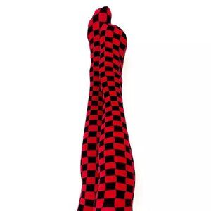 Kixies Game Day Red and Black Thigh High Stockings No Slip Grips Size C